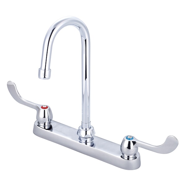 Two Handle Cast Brass Kitchen Faucet, NPSM, Standard, Polished Chrome, Spout Reach: 4.13"
